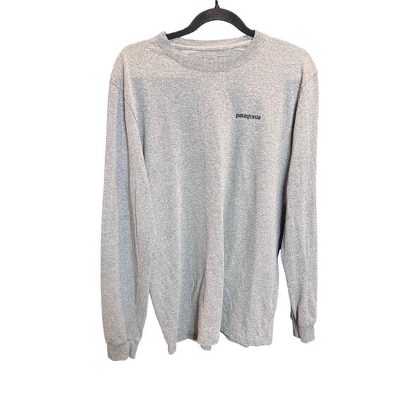 Patagonia Long Sleeve Graphic T-Shirt Men’s Size Medium Gray Logo Tee - Picture 1 of 9
